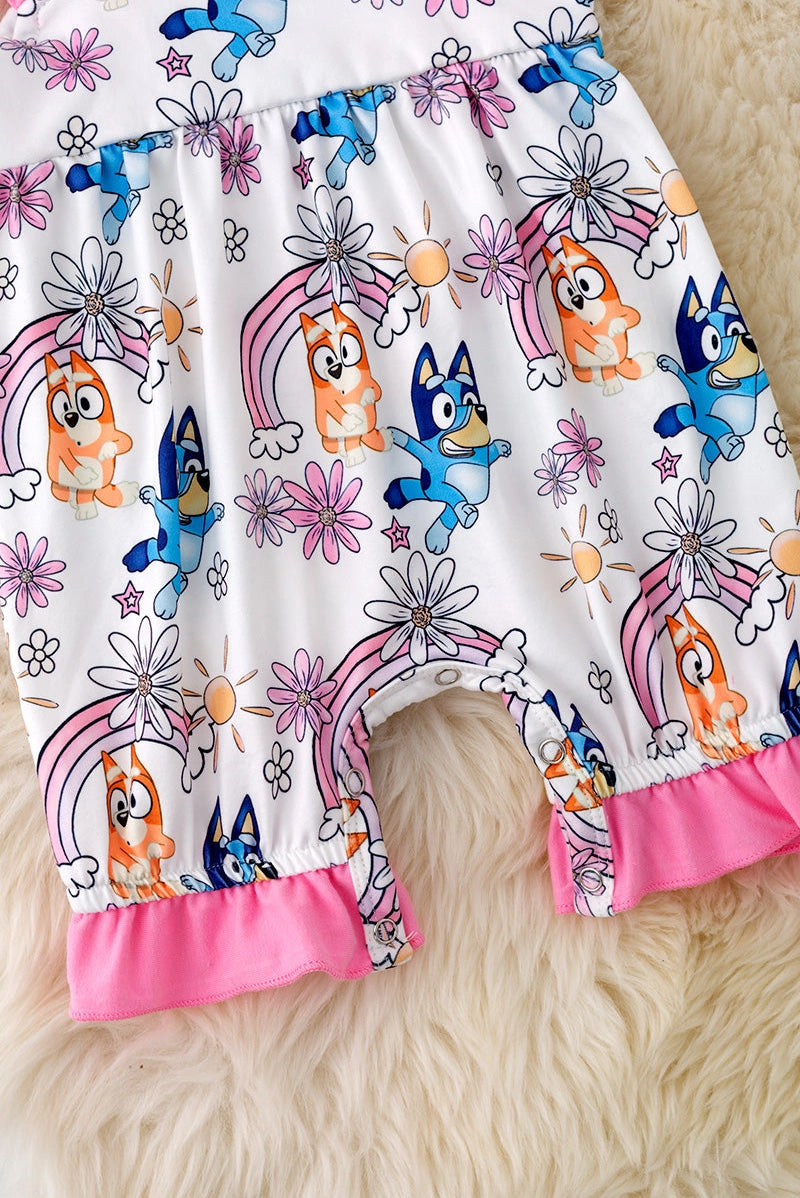 Bluey Printed Girls Romper W/Ruffle Hem