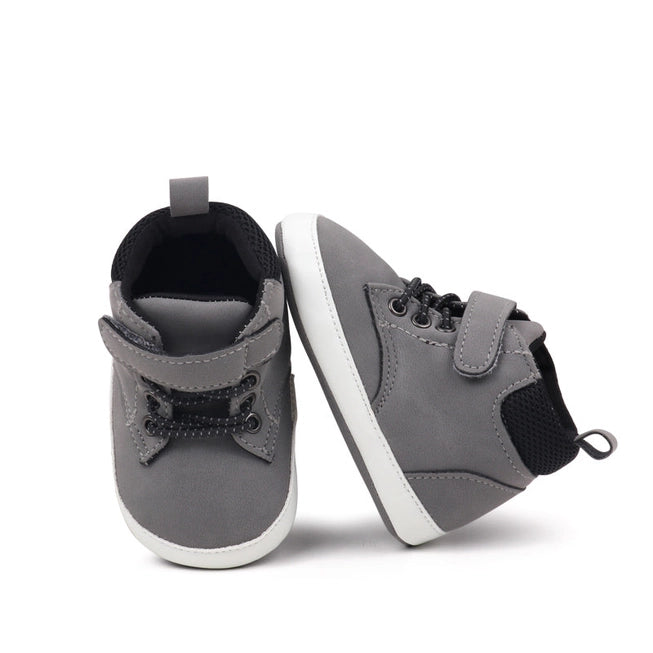 Gray Cute Boy Baby Shoes w/ Velcro