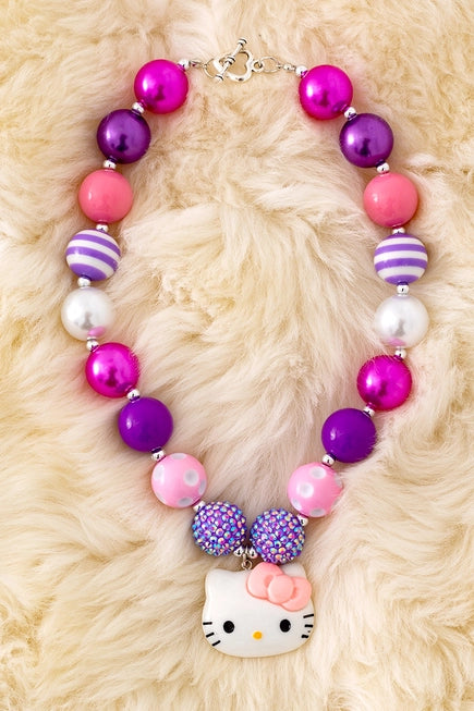 Multi-Color Bubble Necklace W/Pendant