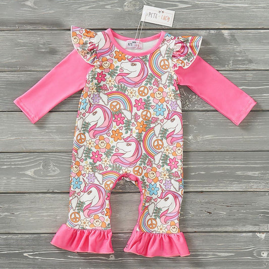 Peace, Love and Unicorns Girl Romper