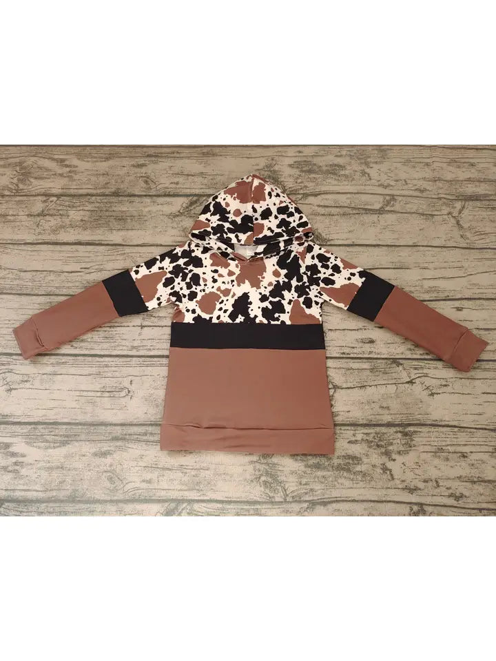 Baby Boys Cowhide Long Sleeve Hoodie Tops