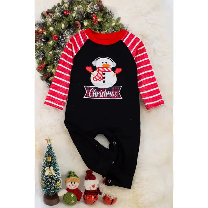 Christmas Embroidered Snowman Boys Romper