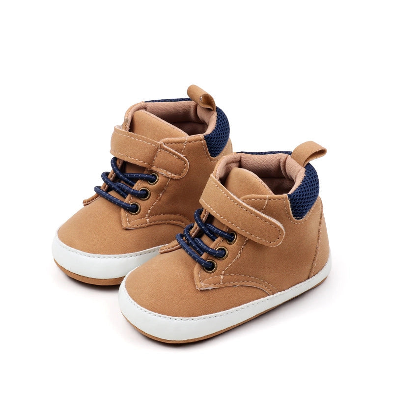 Khaki Cute Boy Baby Shoes w/ Velcro