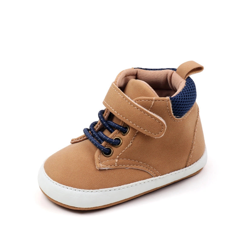 Khaki Cute Boy Baby Shoes w/ Velcro