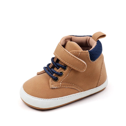 Khaki Cute Boy Baby Shoes w/ Velcro