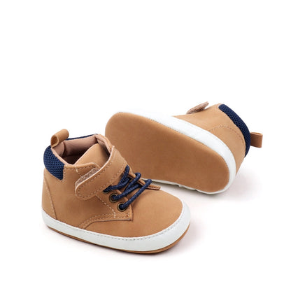 Khaki Cute Boy Baby Shoes w/ Velcro