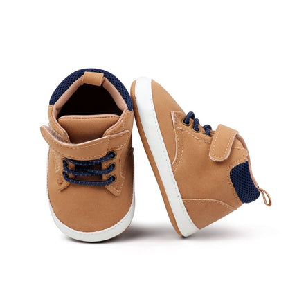 Khaki Cute Boy Baby Shoes w/ Velcro
