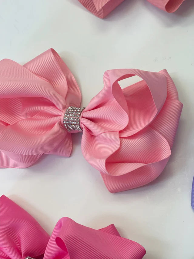 7" Rhinestone Wide Hair Bow